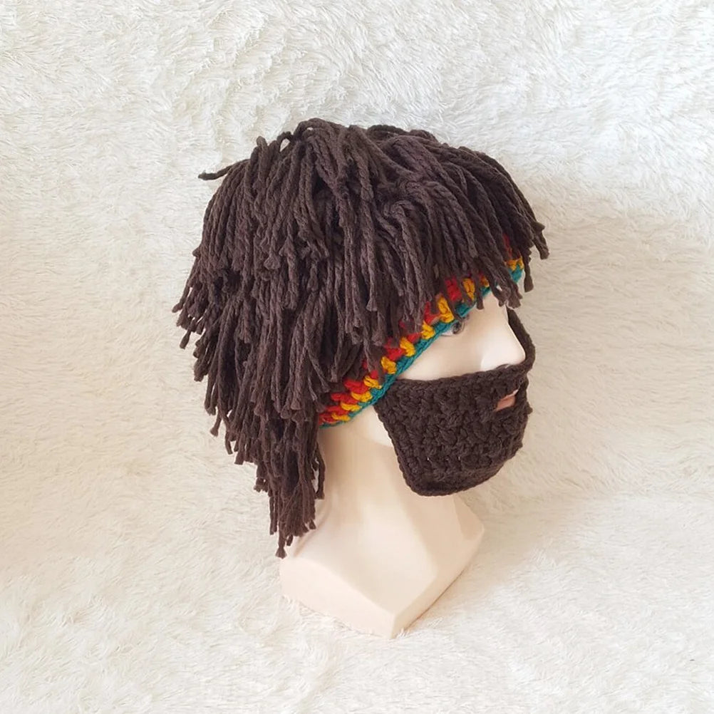 Beard Hats Knitted Wool Cap For Warm Winter Style Halloween Party Cosplay Gift Mask Beanies Handmade Crochet Headwear