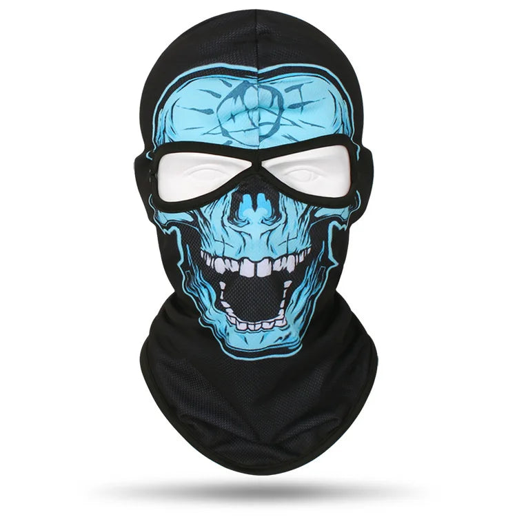 Outdoor Men Women Cycling Mask 3D Skull Bandana Balaclava Windproof Motorcycle Riding Full Face Cover 2 Holes Neck Face Shield