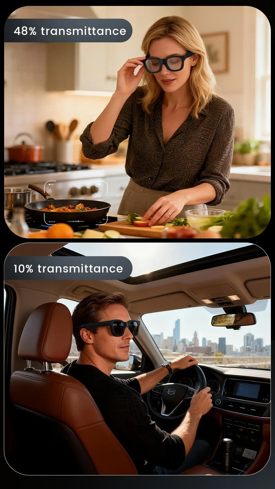 New AI SmartGlasses 800W HD Camera AI Translation Shooting Everything Recognition 4GB Storage 300mah SmartGlasses Men Women