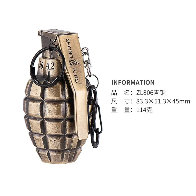 Grenade Design Windproof Jet Flame Butane Gas Lighter Outdoor Keychain Personalized Ornament Lighters Smoking