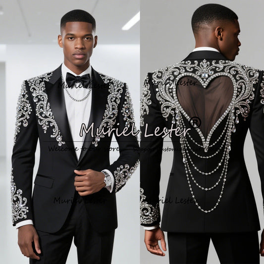 Prom / wedding Suit Men 2 Pieces Tuxedos Customized Male Fashion Blazer costumes hommes