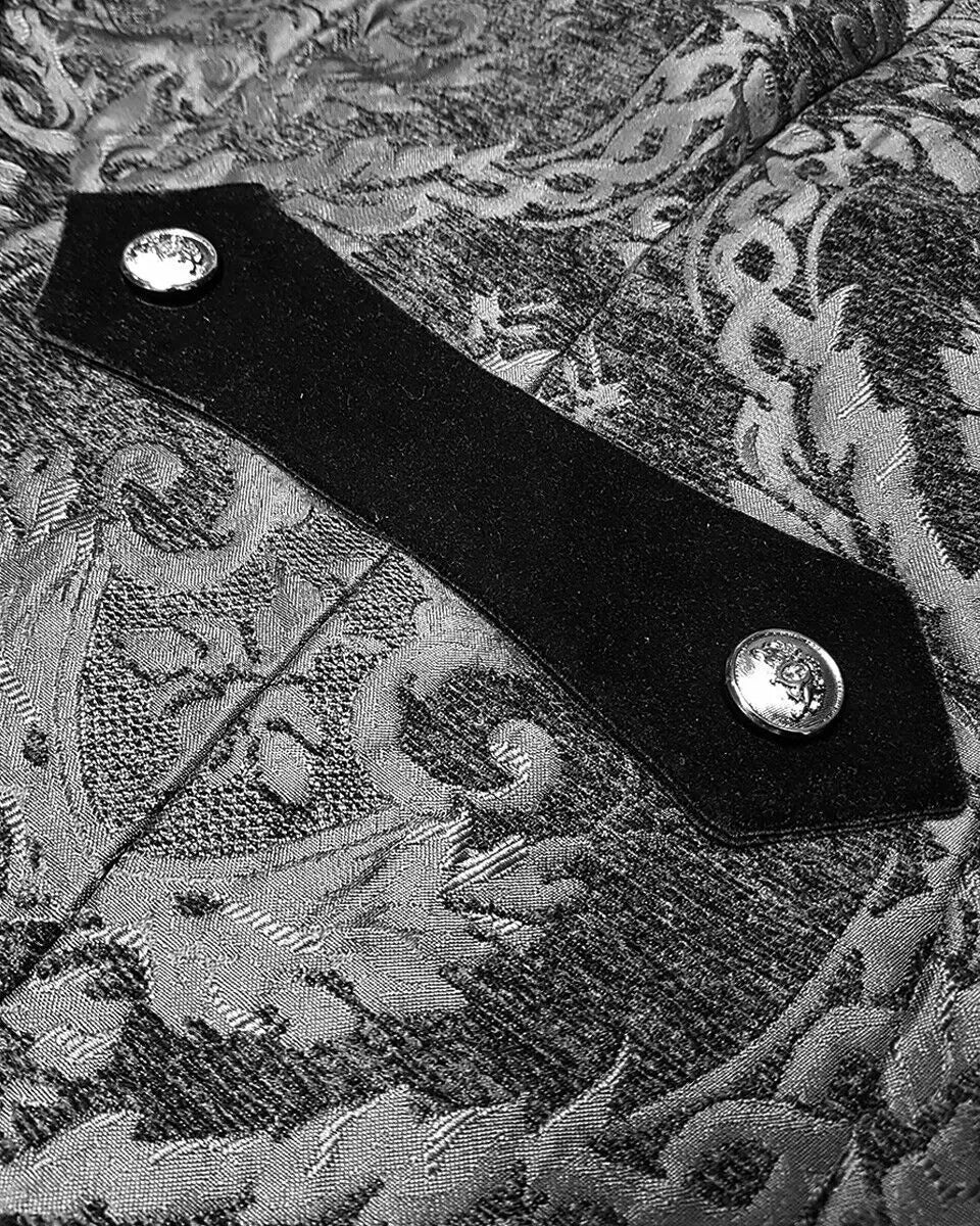 Golden Men's Tailcoat, Black Embroidered Trench Coat,  Long Jacket.