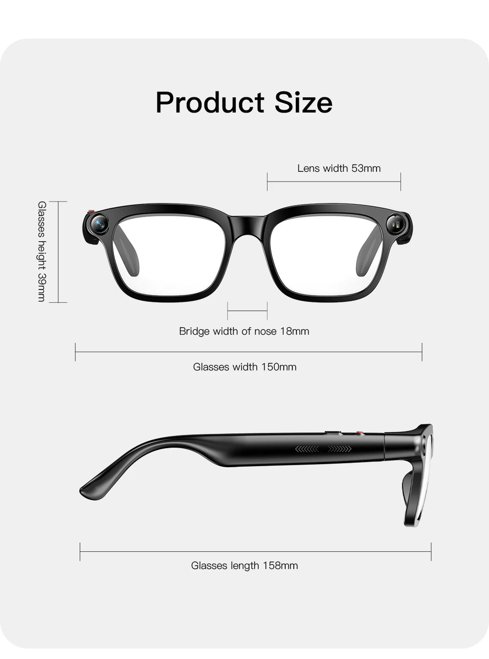 Smart AI Translation Smart Glasses 800W HD Camera 1080P Video WIFI transmission Bluetooth Call