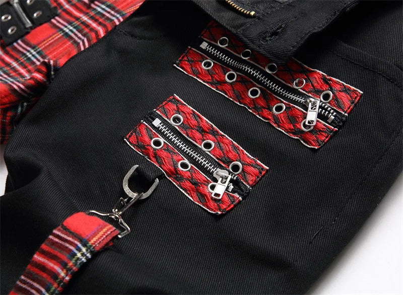 Men New Suspender Color Blocking Slim Fit Hip-hop Personality Funny Design for Men's Denim