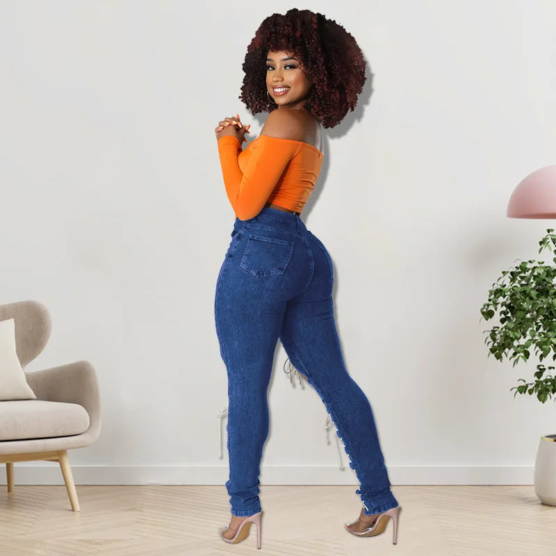 Women's Lace Up Skinny Jeans Stretch Distressed Destroyed Denim Pants Sexy Daily Date Street Going Out Night Club Party Jeans