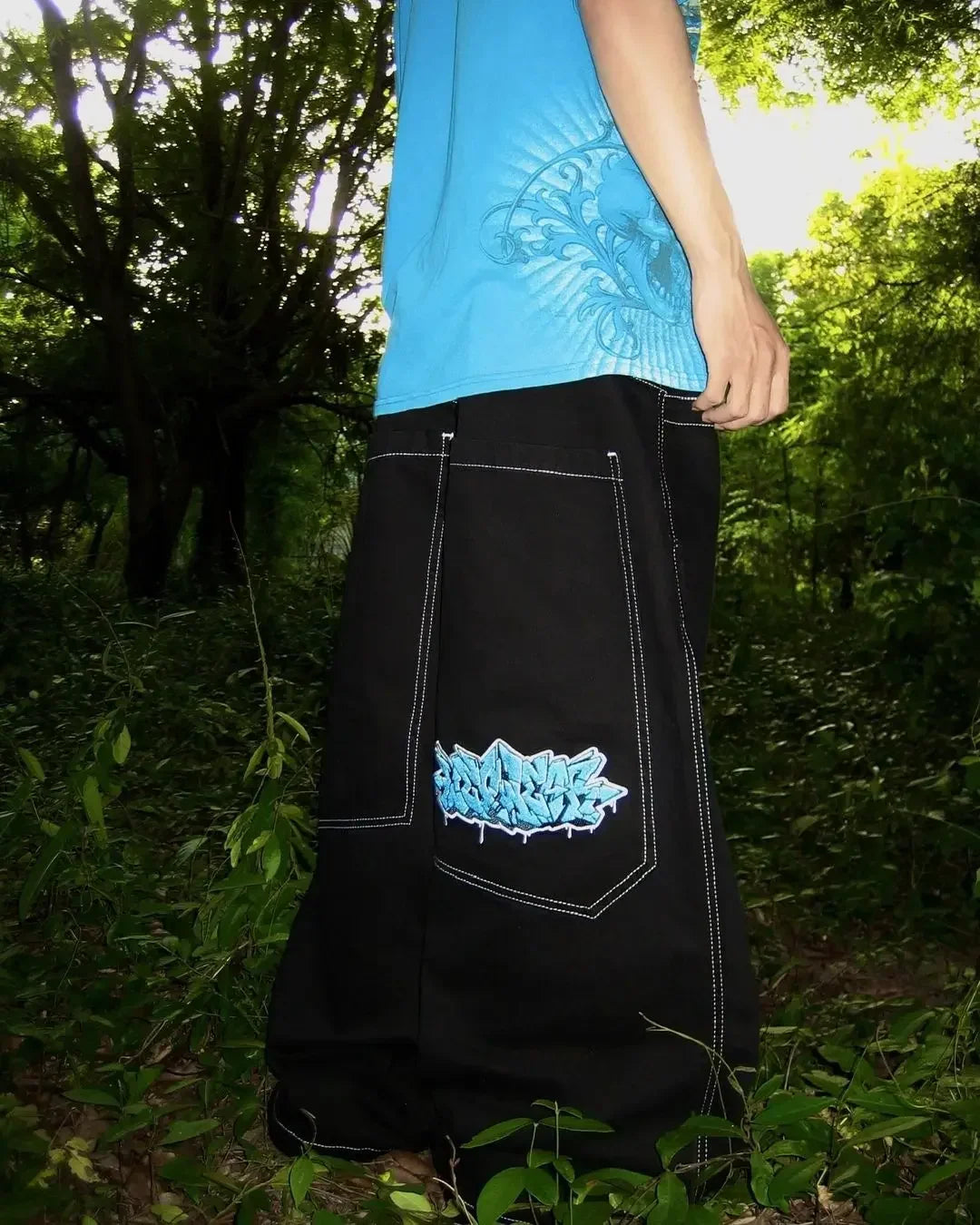 Money patches Streetwear High Waist Wide Trouser Black jean Streetwear Men Hip Hop Women Embroider Y2k Baggy Jeans