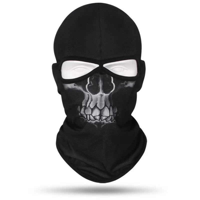Outdoor Men Women Cycling Mask 3D Skull Bandana Balaclava Windproof Motorcycle Riding Full Face Cover 2 Holes Neck Face Shield