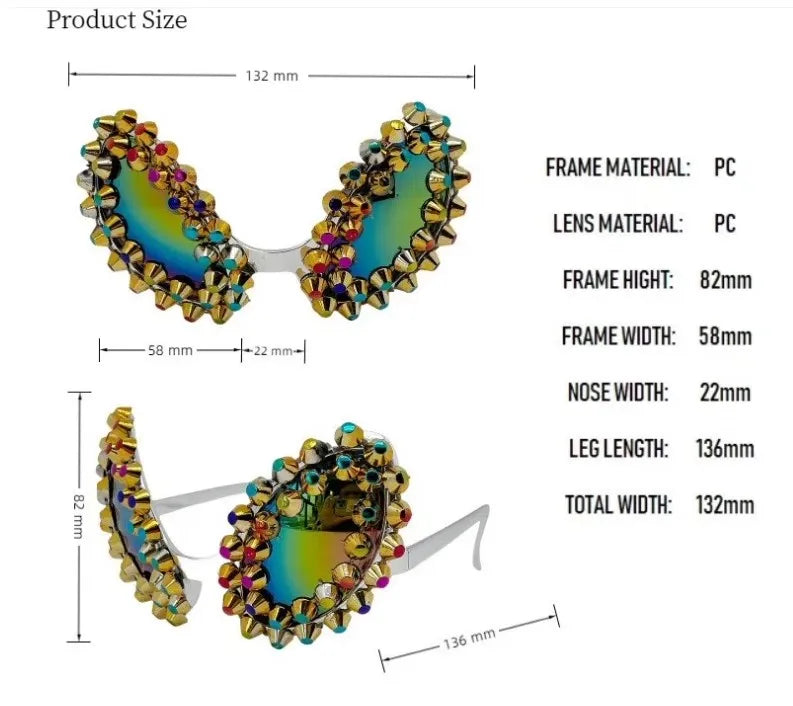 Personalized Men Women Alien Cool Rivets Sunglasses Metal Chain Punk Eyewear