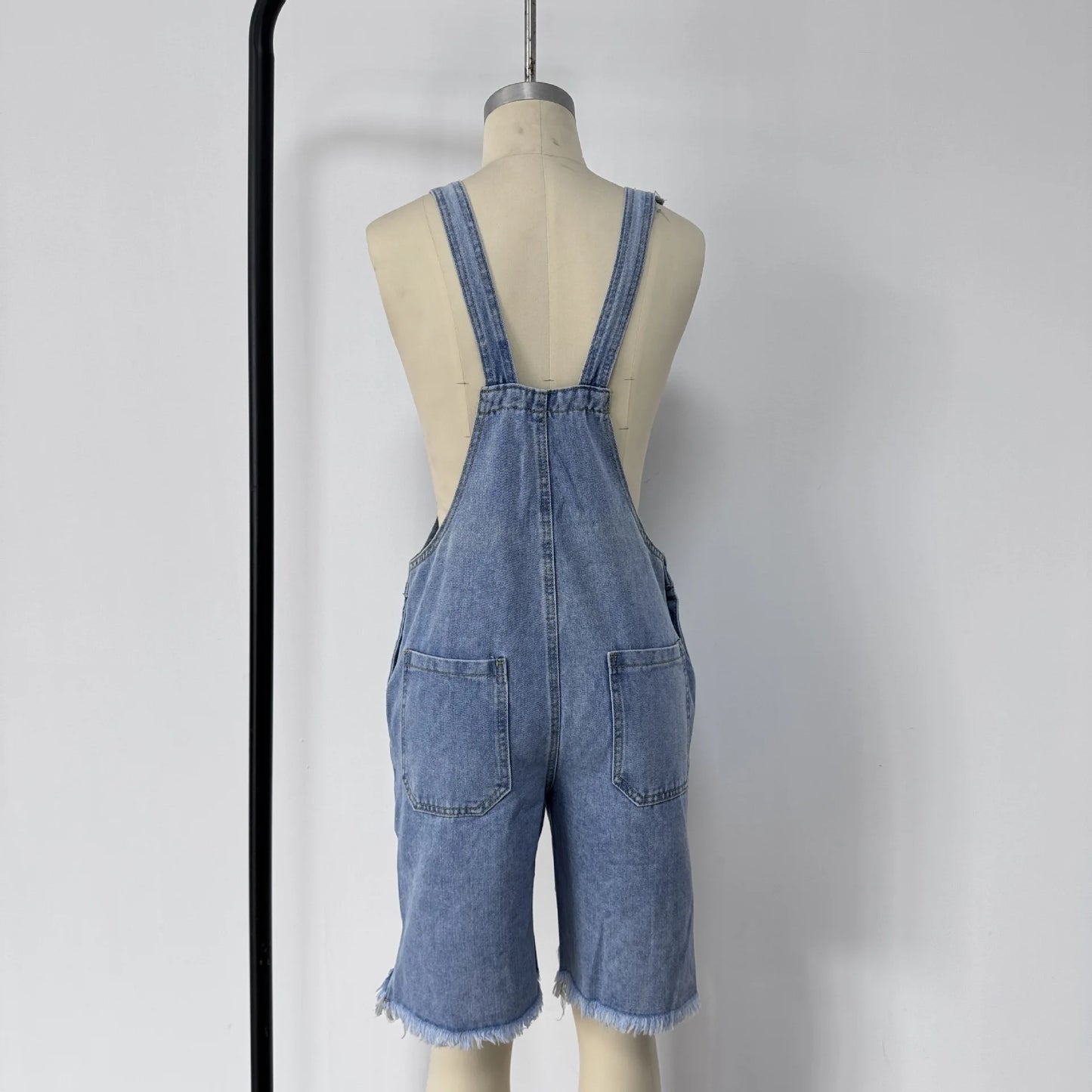 Men Jumpsuit Denim Shorts Summer Vintage Streetwear