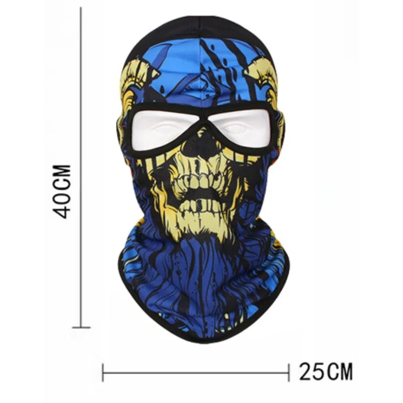 Outdoor Men Women Cycling Mask 3D Skull Bandana Balaclava Windproof Motorcycle Riding Full Face Cover 2 Holes Neck Face Shield