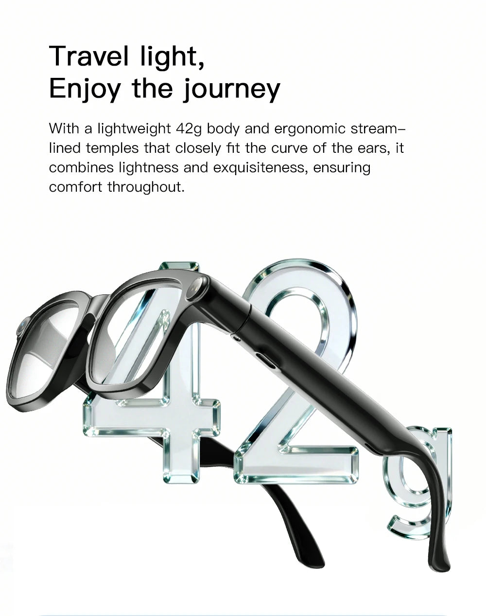 Smart AI Translation Smart Glasses 800W HD Camera 1080P Video WIFI transmission Bluetooth Call