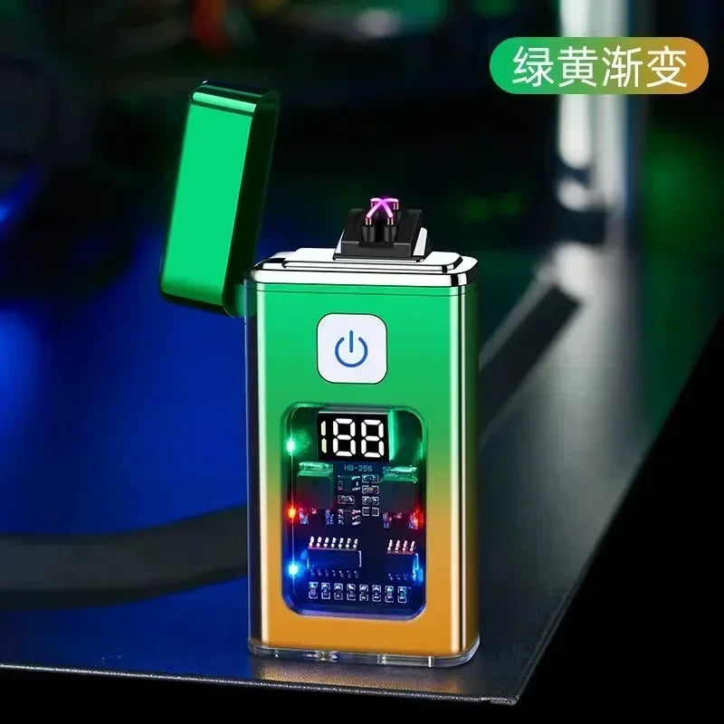 Stylish USB Rechargeable Electric Lighter Cool Windproof Dual ARC Plasma Lighters for Men Outdoor Camping Gadgets Fire Starter