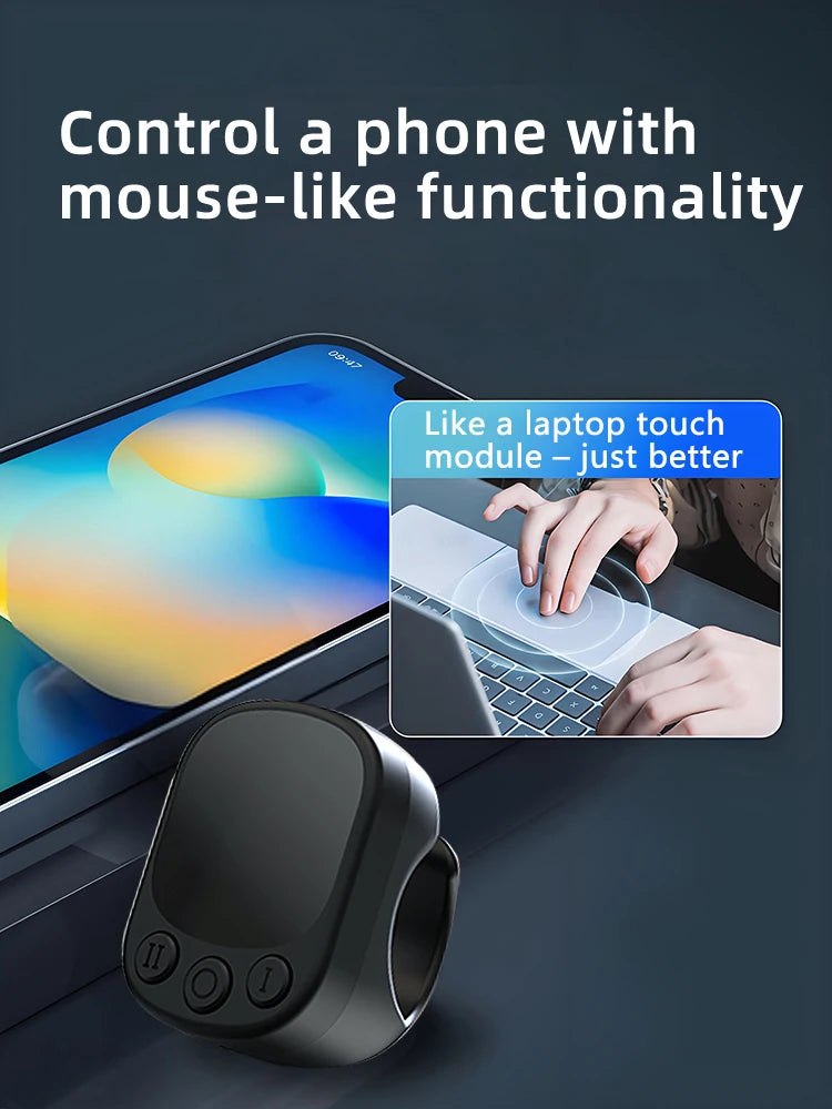 Tiktok Scrolling Ring Remote Control Touchpad Camera Shutter Mouse Ring for Short Video Control Compatible with iPhone iPad