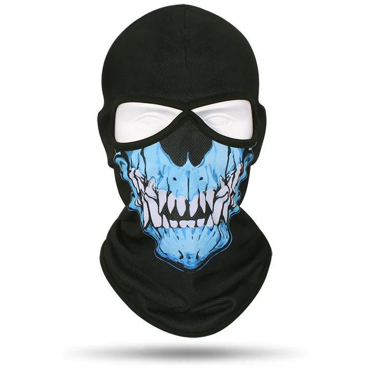 Outdoor Men Women Cycling Mask 3D Skull Bandana Balaclava Windproof Motorcycle Riding Full Face Cover 2 Holes Neck Face Shield