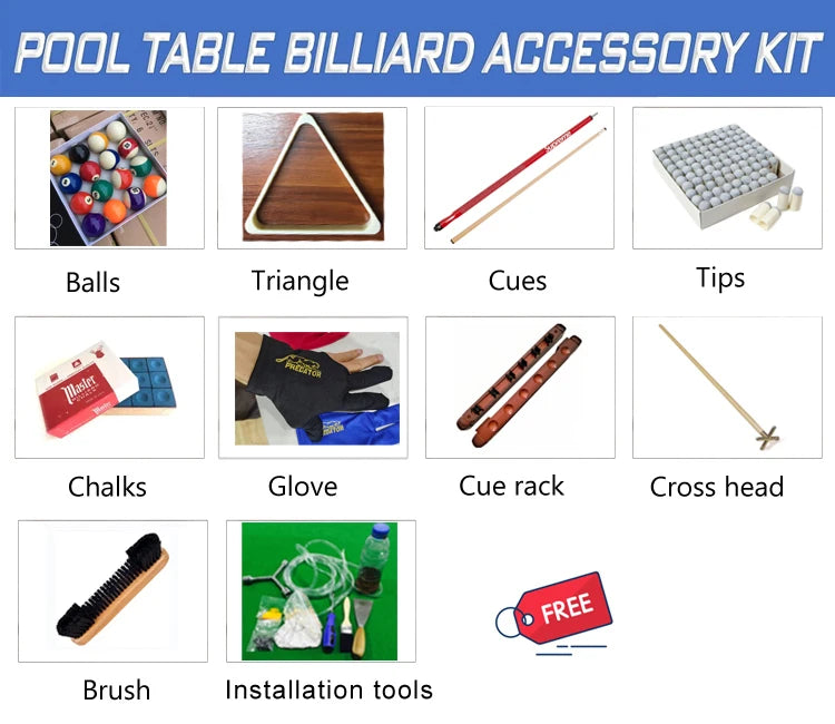 Superior quality luxury design 9ft 8ft 7ft size pool table billiards with free accessories kit and quality felt