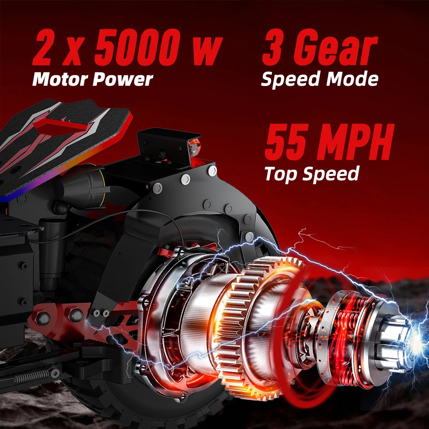 10000W Dual Motor Off Road Electric Scooter for Adults with 55 MPH speed 75 Miles Range