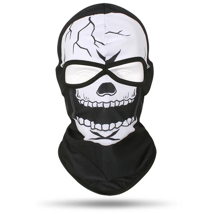 Outdoor Men Women Cycling Mask 3D Skull Bandana Balaclava Windproof Motorcycle Riding Full Face Cover 2 Holes Neck Face Shield