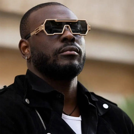 Metal Fashion Big Frame UV400 Protection Odd shape Sun Glasses for Men