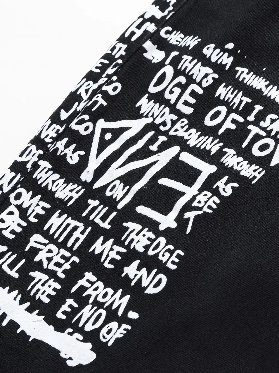 European and American new vintage pocket printed black jeans for men