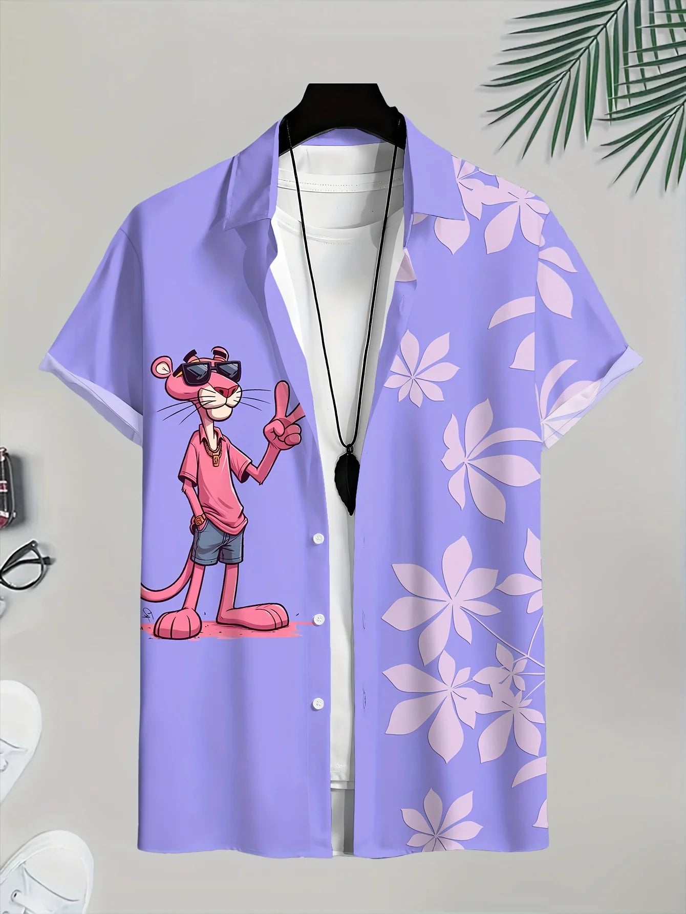 Men's  Cartoon leopard Graphic Print Short Sleeve Lapel Shirt Tops Men's Casual Button-Down Shirts For Summer Daily Wear Resort