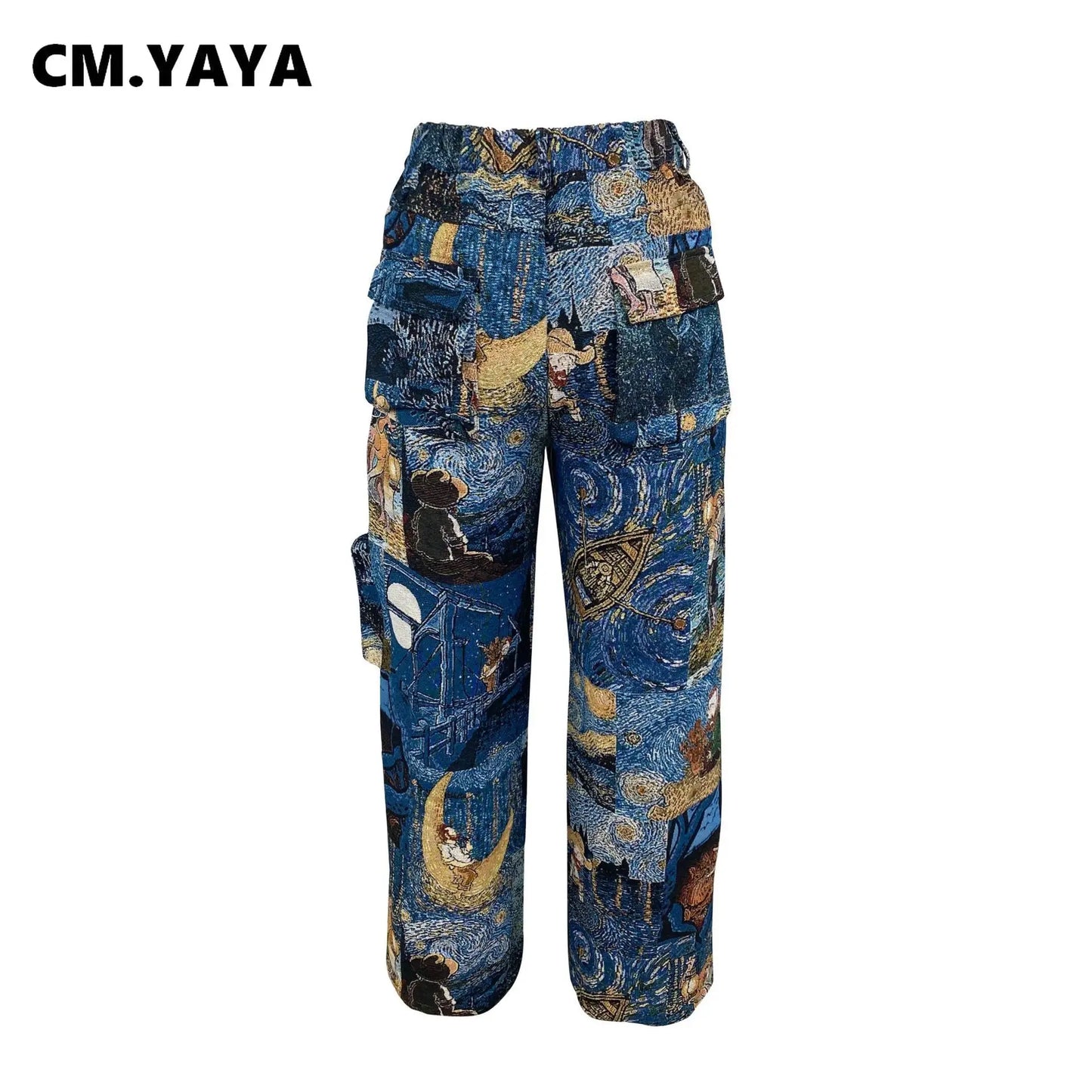 YAYA Vintage Wide Leg Jogger Pants Streetwear Cargo Active HipHop Sweatpants