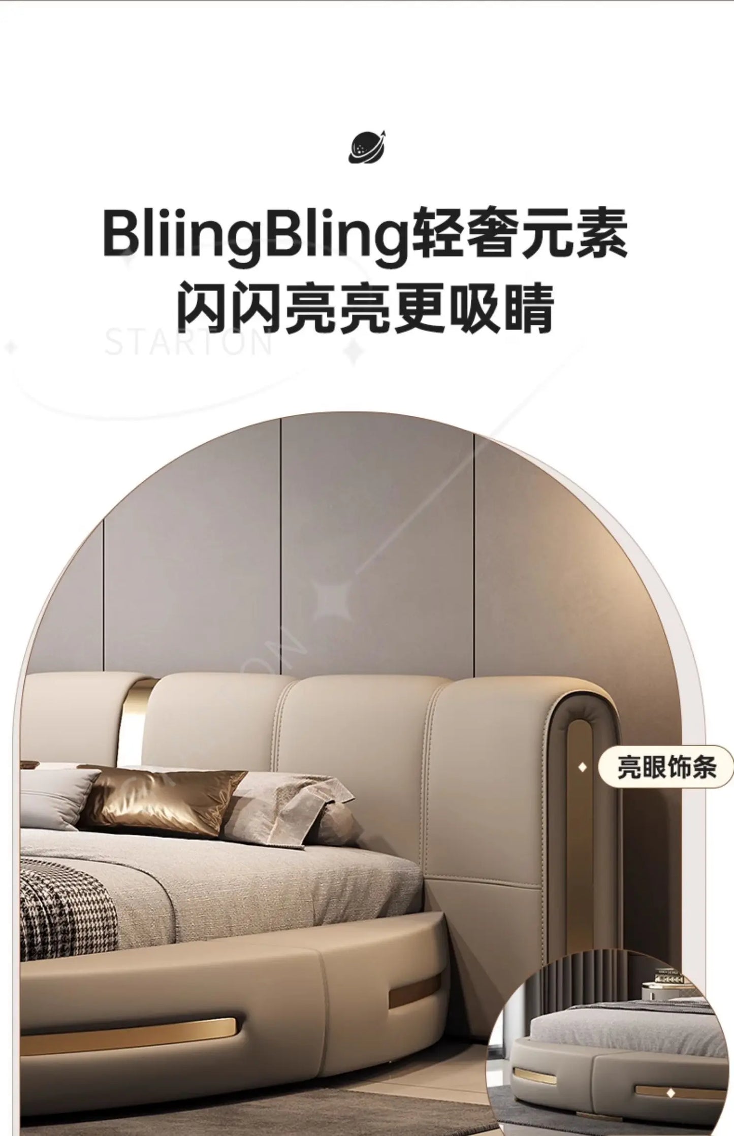 Round Full Bed Bedroom Frame, Queen Double Massage Bed, Luxury Sleeping Platform Beliche Home Furniture