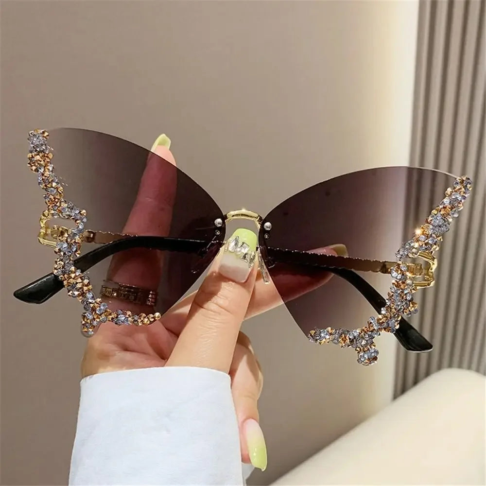 Luxury Eyewear Diamond Butterfly Sunglasses for Women Ladies Shades