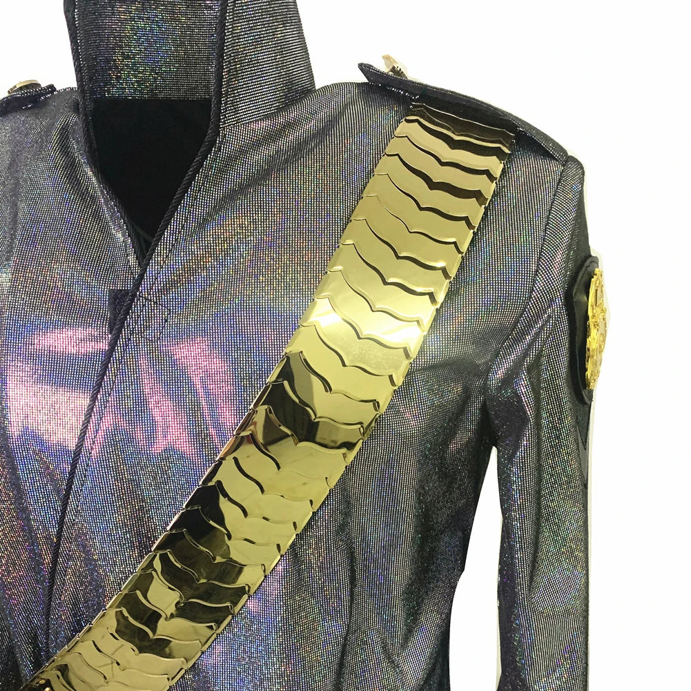 Michael Jackson BAD Laser Spandex Jacket with Golden Metal Belt