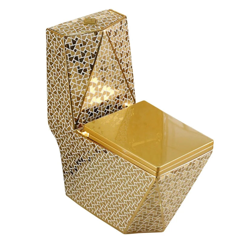 High Quality Bathroom Commode Ceramic One Piece Gold Toilet