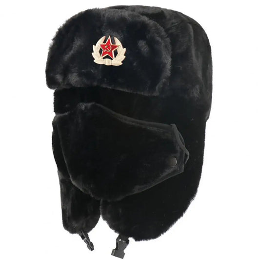 Plush Russian Imitation Rabbit Fur Outdoor Hat Ear Protection Anti Cold Windproof BomberHats