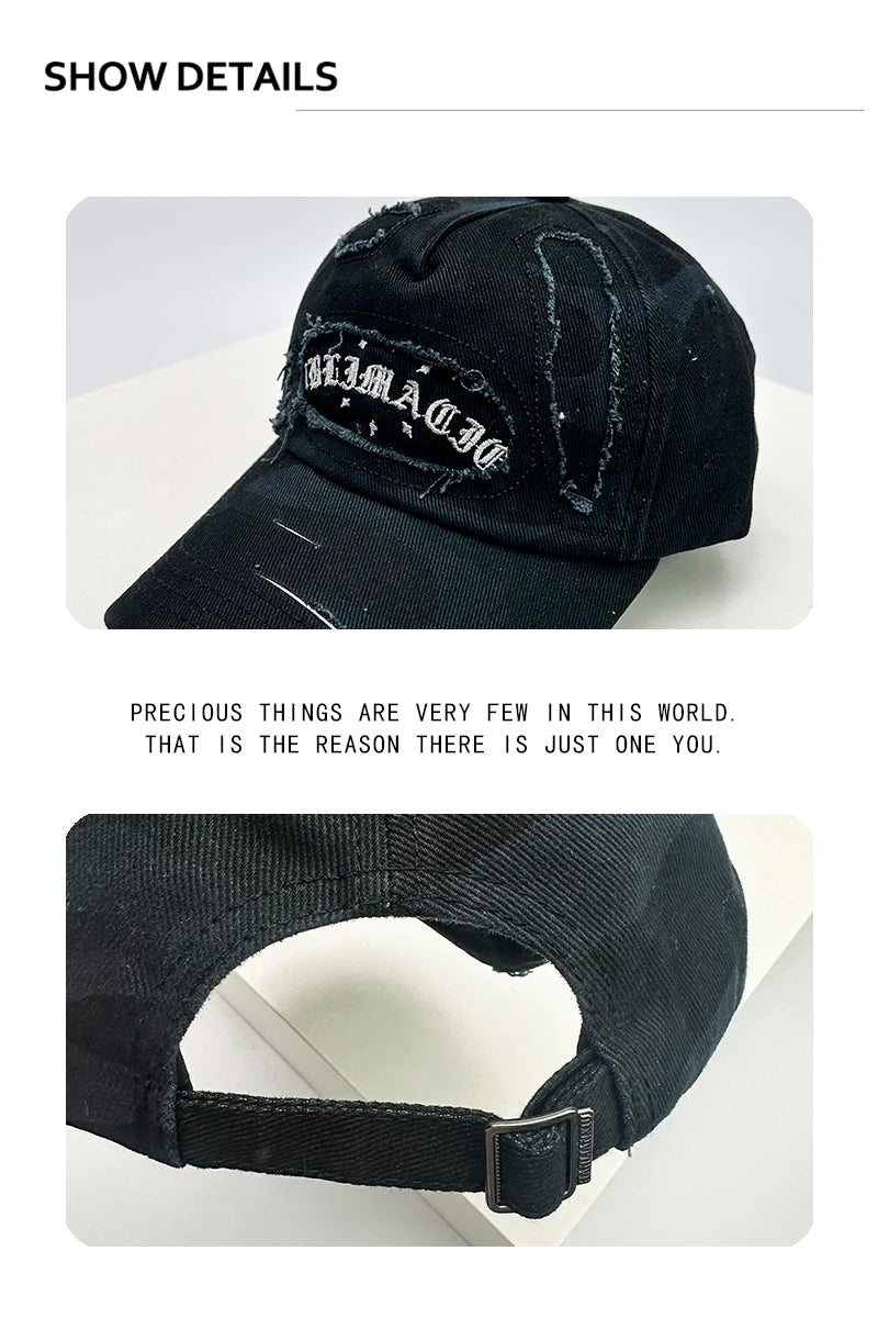 Unisex Broken Style Sanskrit Embroidery Baseball Hats Versatile American Sunshade Camouflage Peaked Caps