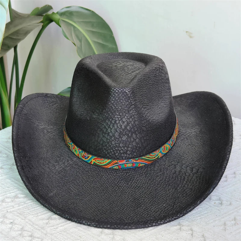 Faux Leather Western Cowboy Hats Men Women retro cowboy hats big brim cowgirl hat knight hat men. Australian