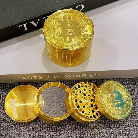 2/2.5inch Bitcoin Coin Herb Grinder Pepper Mortar Salt Crusher Spice Mill Tobacco Grass Grinder Smoking Cigarette Accessories