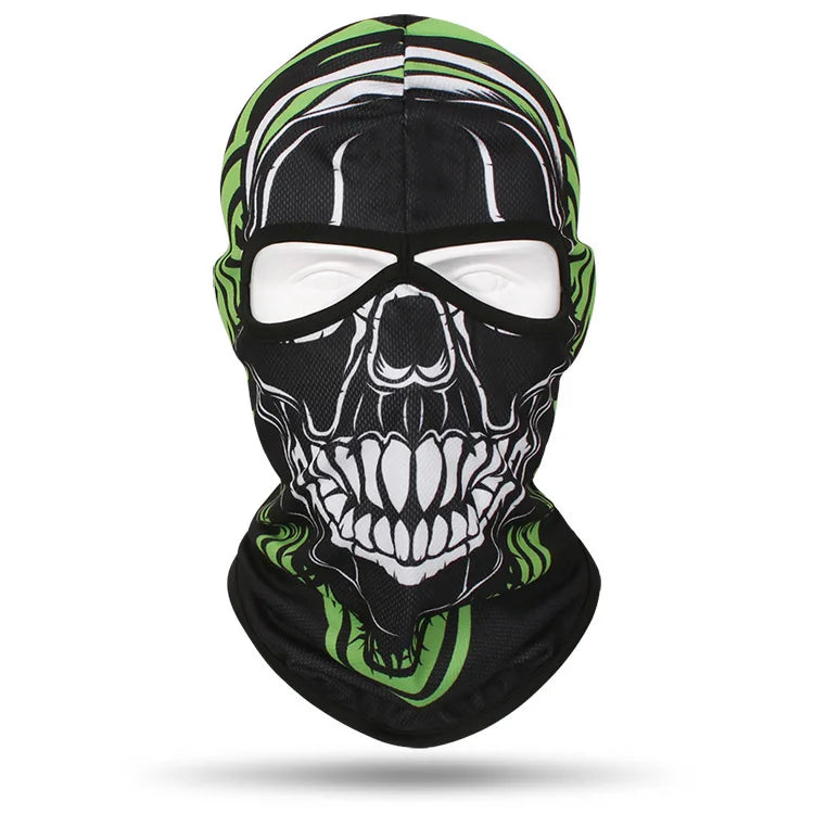 Outdoor Men Women Cycling Mask 3D Skull Bandana Balaclava Windproof Motorcycle Riding Full Face Cover 2 Holes Neck Face Shield