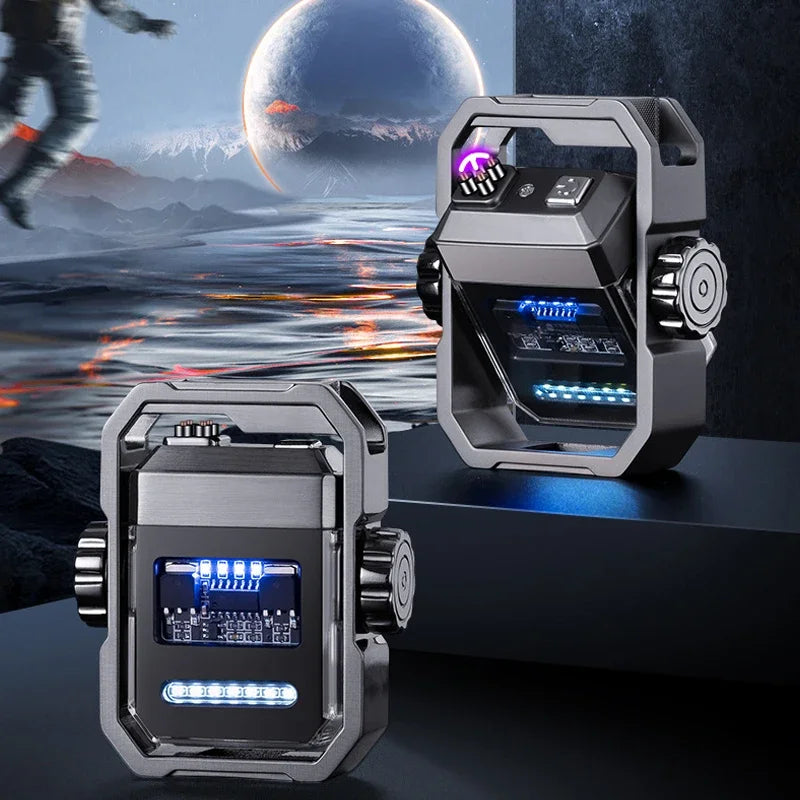 2025 New Mechanical Decompression Fidget Top Lighter Double Arc Electronic