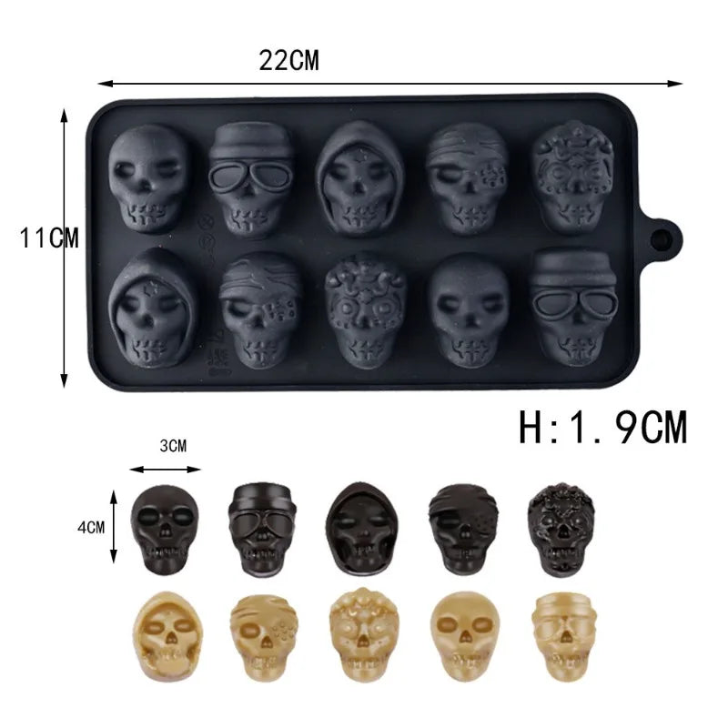 10 Grid Skull mold for Ice Cube, Chocolate Candy and Ice Cream