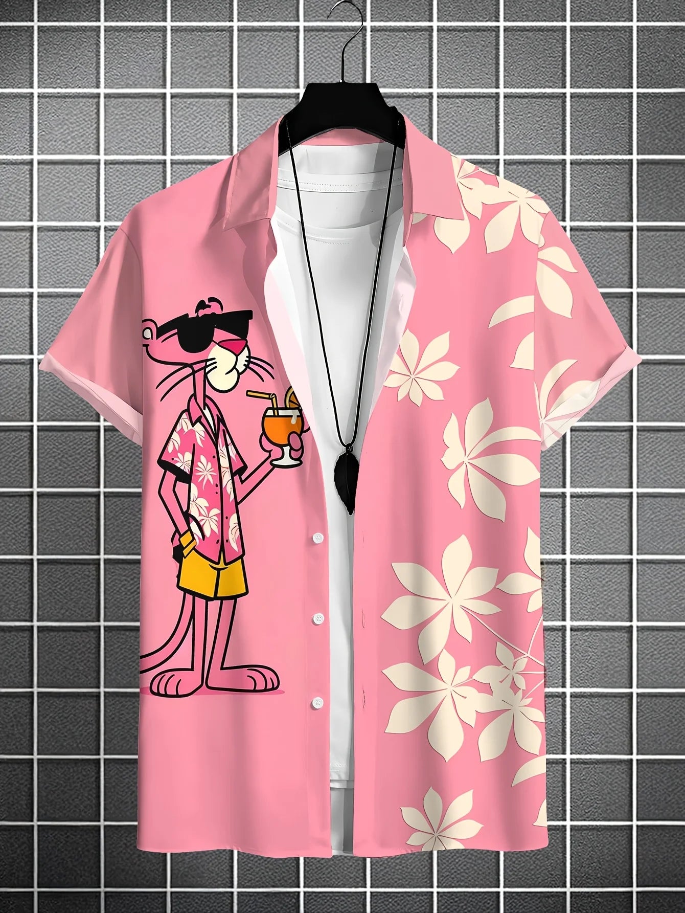 Men's  Cartoon leopard Graphic Print Short Sleeve Lapel Shirt Tops Men's Casual Button-Down Shirts For Summer Daily Wear Resort