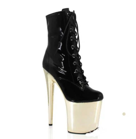 LAIJIANJINXIA New 20cm High Heels Women's Ankle Boots Waterproof Platform Thick Sole Thin Heel Sexy Night Pole Dancing Shoes