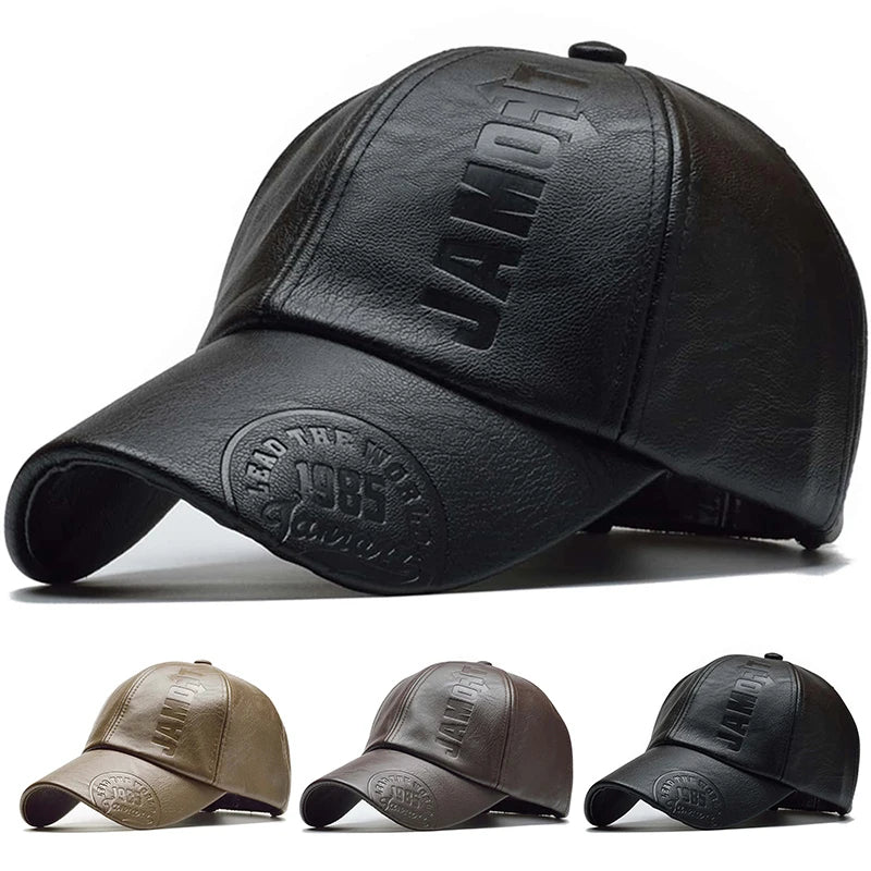 Unisex 1985 Letter Imprinting Leather Baseball Caps Spring and Autumn Outdoor Adjustable Casual Hats Sunscreen Hat