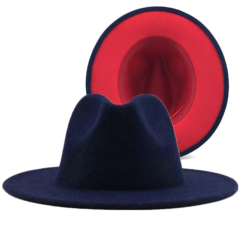Unisex Two Tone Wide Brim Fedora Hats Women Vintage Western Cowboy Hat Classic Men British Style Jazz Cap Fashion Panama Caps