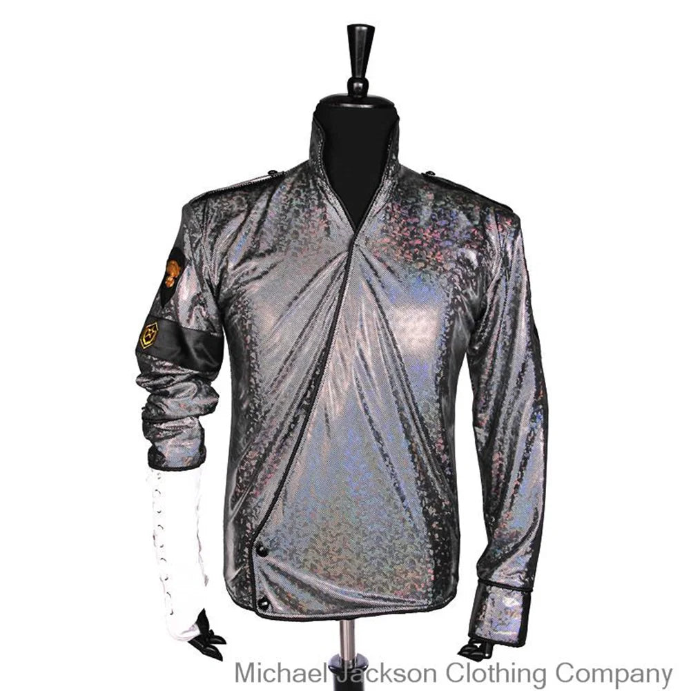 Michael Jackson BAD Laser Spandex Jacket with Golden Metal Belt