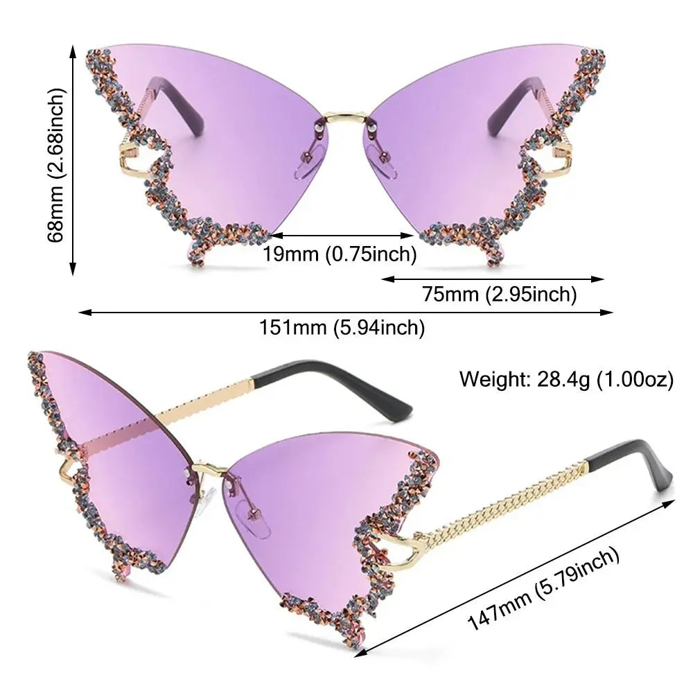 Luxury Eyewear Diamond Butterfly Sunglasses for Women Ladies Shades