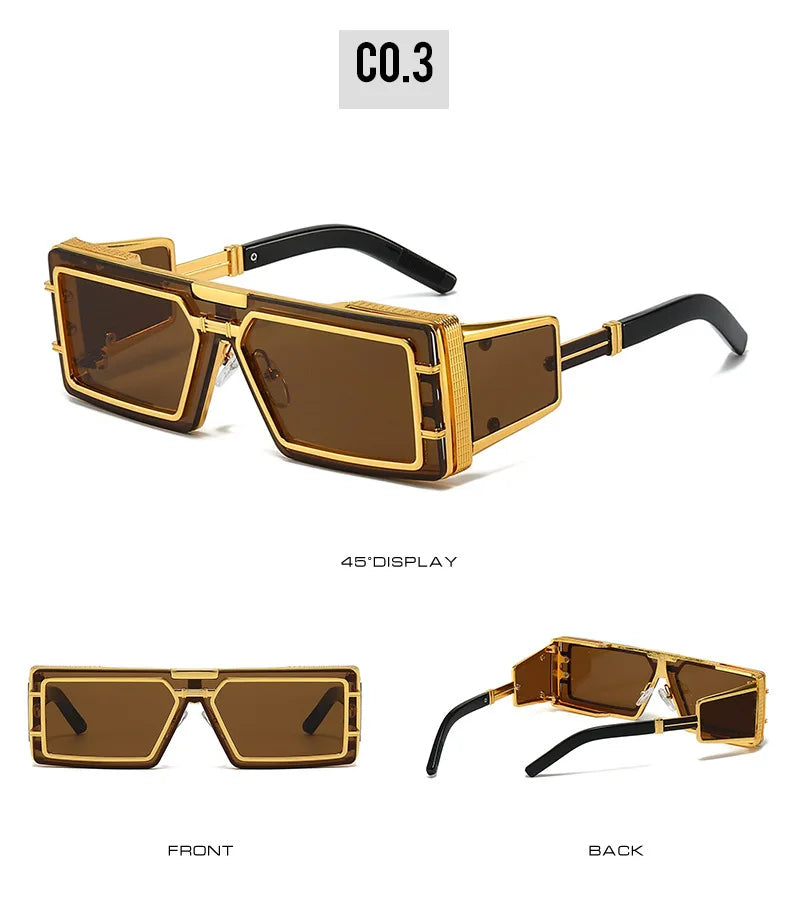 Sunglasses Men Square Sun Glasses Designer T-show  Eyewear Unisex Fashion Heavy Metal Luxury Shades