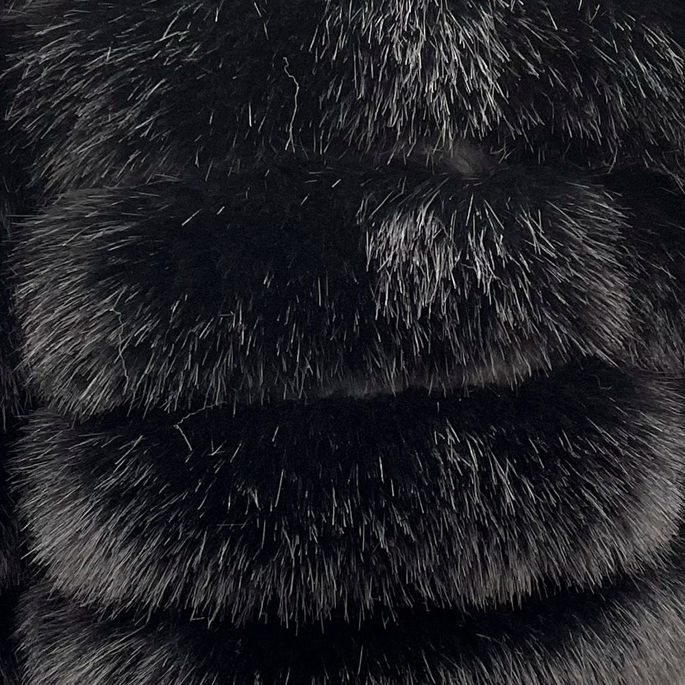 Quality High Simulation Fox Fur 3 Rows Hooded Jacket Colorful Fur Coat