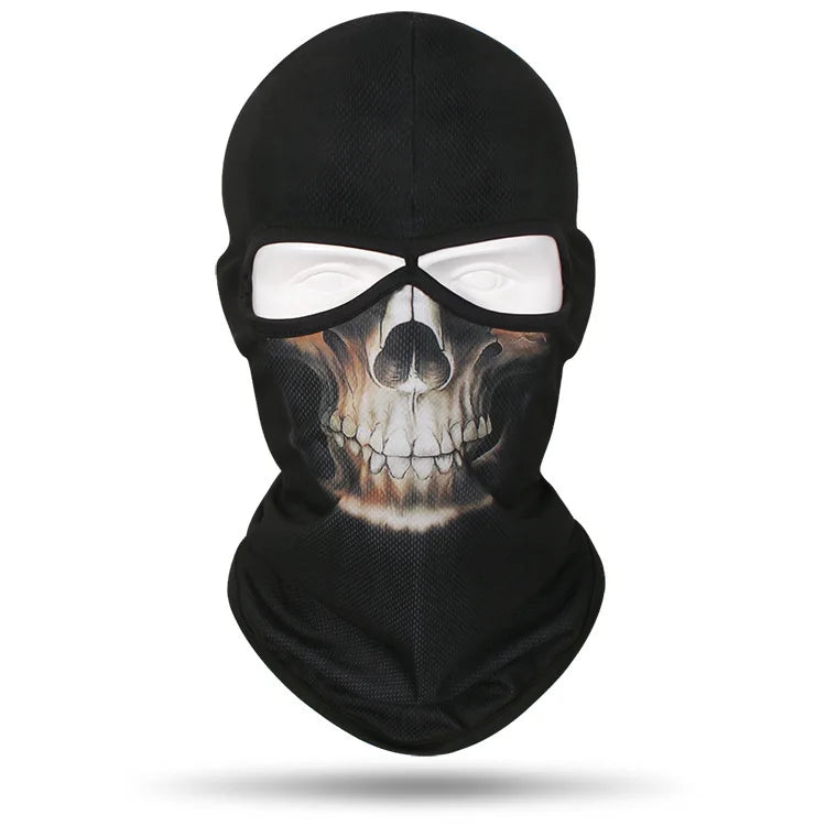 Outdoor Men Women Cycling Mask 3D Skull Bandana Balaclava Windproof Motorcycle Riding Full Face Cover 2 Holes Neck Face Shield