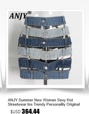 Women Trend Denim PU Leather Short Skirt Fashion Modern