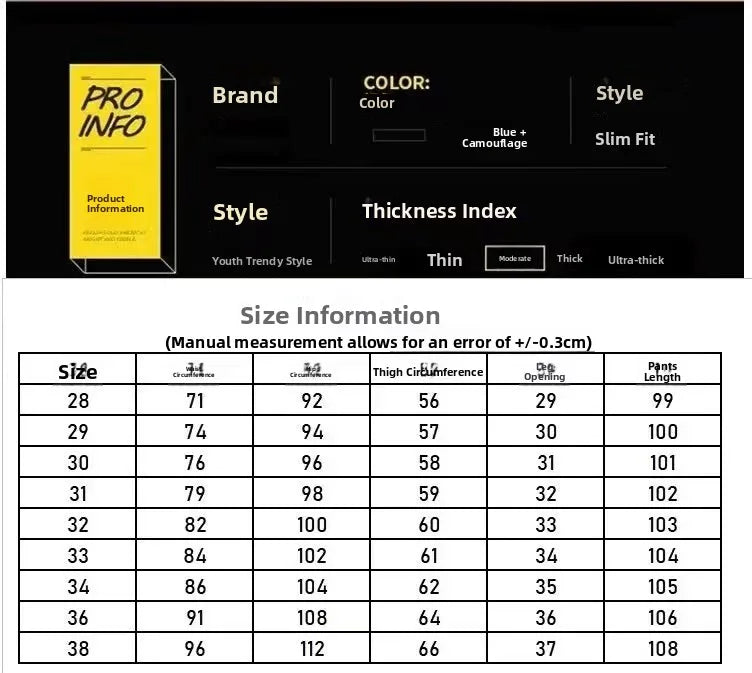 Men's Slim Fit Camouflage Jeans Casual High Stretch Denim