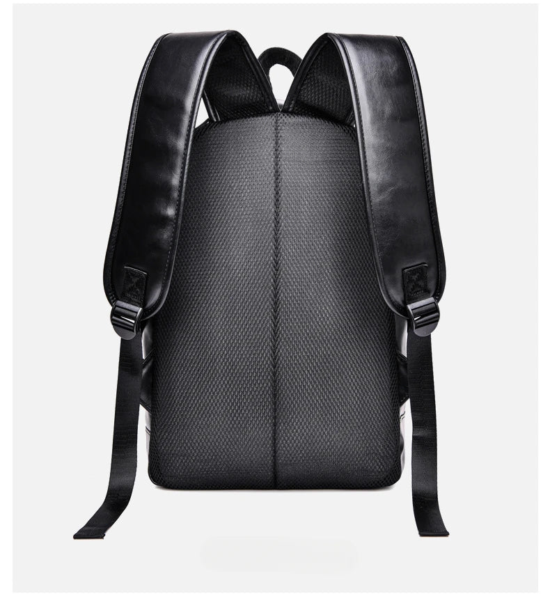 soft PU leather vintage casual backpack for men large capacity travel backpack male laptop shoulder bag waterproof work backpack