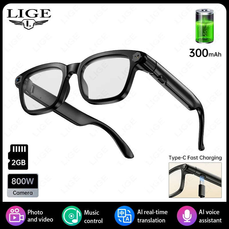 Smart AI Translation Smart Glasses 800W HD Camera 1080P Video WIFI transmission Bluetooth Call