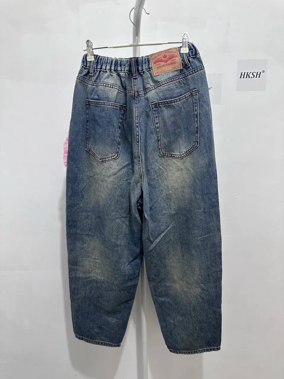 HKSH Spring Summer New Women Ins Chic High Street Three-dimensional Flower Diamonds Jeans Casual Elastic Waist Long Pants